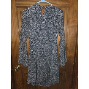 Roxy Womens Navy Blue‎ White Pebble Dot Long Sleeve Open Back Mini Dress Size M